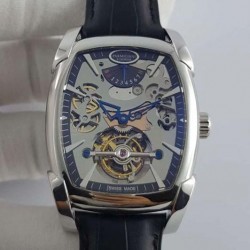 Replica Parmigiani Fleurier Kalpa XL Tourbillon Chiaroscuro PF012512-01 BM Stainless Steel Black Skeleton Dial Swiss PF501