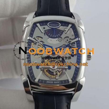 Replica Parmigiani Fleurier Kalpa XL Tourbillon Chiaroscuro PF012512-01 BM Stainless Steel Black Skeleton Dial Swiss PF501