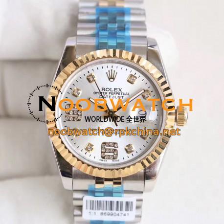 Replica Rolex Datejust 36 116233 36MM N Stainless Steel & Yellow Gold Rhodium & Diamonds Dial Swiss 2836-2