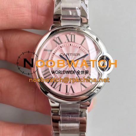 Replica Ballon Bleu De Cartier 33MM W6920100 TW Stainless Steel Pink Dial Seiko NH05A