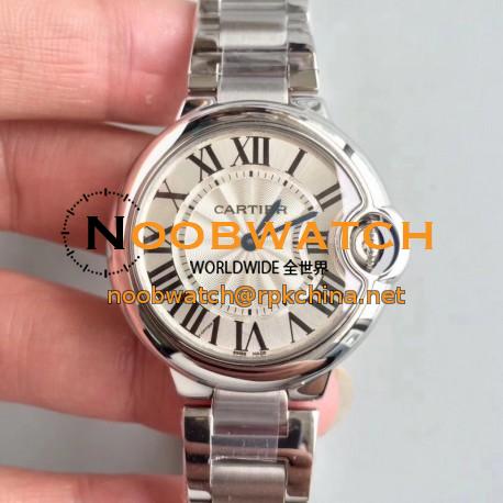 Replica Ballon Bleu De Cartier 33MM W6920084 TW Stainless Steel Silver Dial Swiss Ronda Quartz