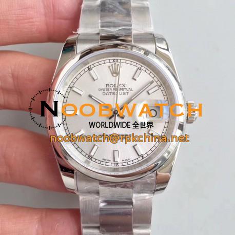 Replica Rolex Datejust 36MM 116234 MIT Stainless Steel 904L Rhodium Dial Swiss 3135