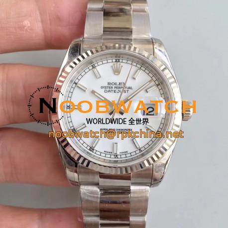 Replica Rolex Datejust 36MM 116234 AR Stainless Steel 904L White Dial Swiss 3135