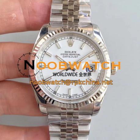 Replica Rolex Datejust 36MM 116234 AR Stainless Steel 904L White Dial Swiss 3135