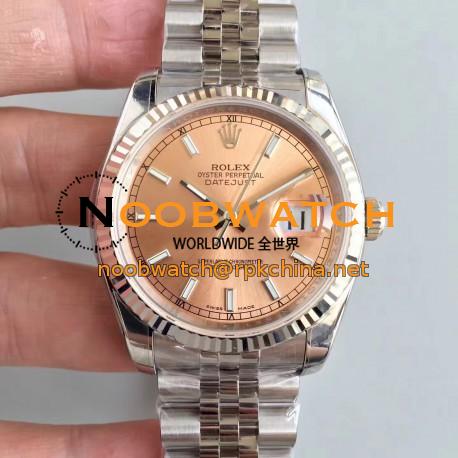 Replica Rolex Datejust 36MM 116234 AR Stainless Steel 904L Rose Gold Dial Swiss 3135