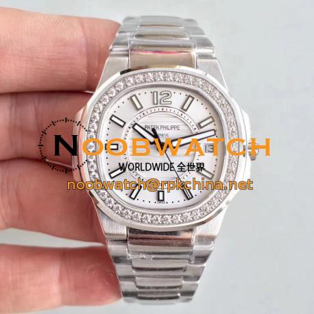 Replica Patek Philippe Nautilus Ladies 7010/1G-001 JJ Stainless Steel & Diamonds Silver Dial Swiss Quartz E23-250 S C