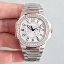 Replica Patek Philippe Nautilus Ladies 7010/1G-001 JJ Stainless Steel & Diamonds Silver Dial Swiss Quartz E23-250 S C