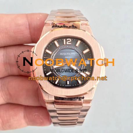 Replica Patek Philippe Nautilus Ladies 7011-1R JJ Rose Gold Blue Dial Swiss Quartz E23-250 S C