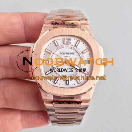 Replica Patek Philippe Nautilus Ladies 7011/1R-001 JJ Rose Gold Silver Dial Swiss Quartz E23-250 S C