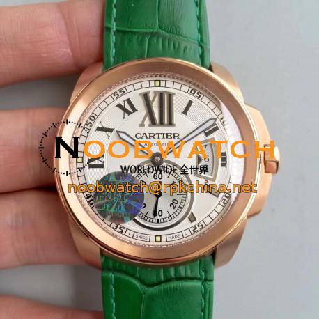 Replica Calibre De Cartier W7100009 42MM JF Rose Gold White Dial M8205