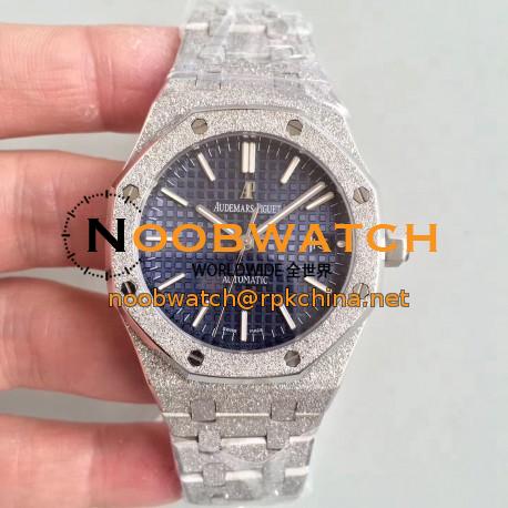 Replica Audemars Piguet Royal Oak Frosted Gold 37MM 15454 JH Stainless Steel Blue Dial Swiss 3120