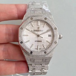 Replica Audemars Piguet Royal Oak Frosted Gold 37MM 15454 JH Stainless Steel Silver Dial Swiss 3120