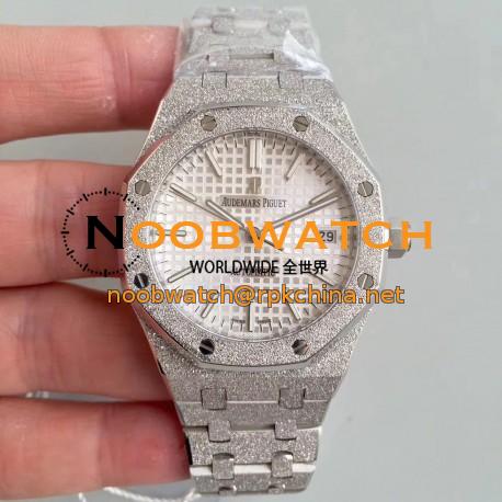 Replica Audemars Piguet Royal Oak Frosted Gold 37MM 15454 JH Stainless Steel Silver Dial Swiss 3120