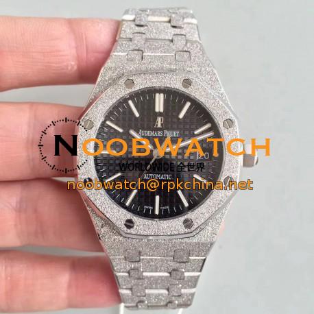 Replica Audemars Piguet Royal Oak Frosted Gold 37MM 15454 JH Stainless Steel Black Dial Swiss 3120