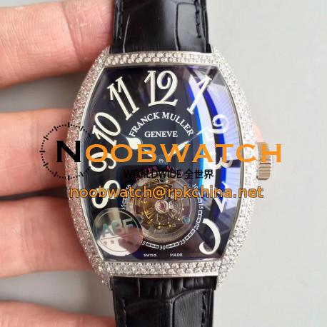 Replica Franck Muller Cintree Curvex Imperial Tourbillon 8880 T ABF Stainless Steel & Diamonds Black Dial Swiss Tourbillon