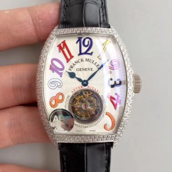 Replica Franck Muller Crazy Color Dreams Tourbillon 8880 ABF Stainless Steel & Diamonds White Dial Swiss Tourbillon