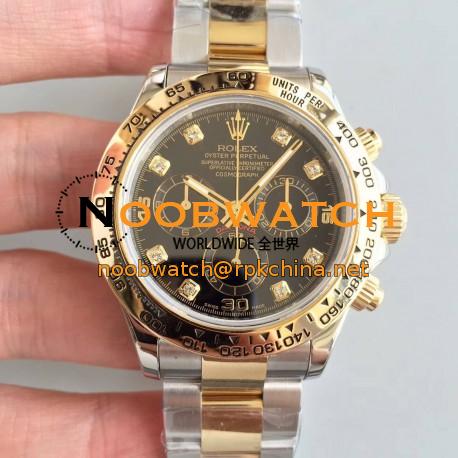 Replica Rolex Daytona Cosmograph 116503 3A 18K Yellow Gold & Stainless Steel 904L Black Dial Swiss 7750 Run 6@SEC