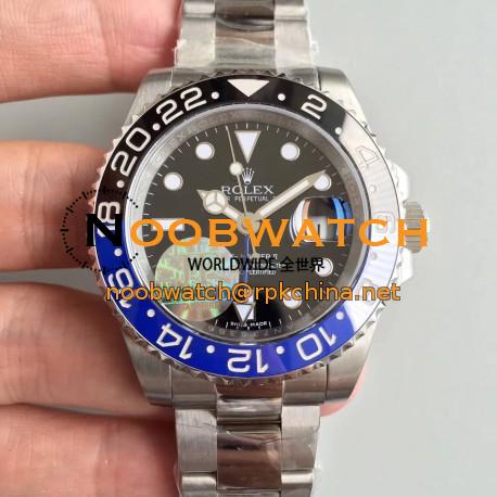 Replica Rolex GMT-Master II 116710BLNR JF Stainless Steel Black Dial Swiss 2836-2