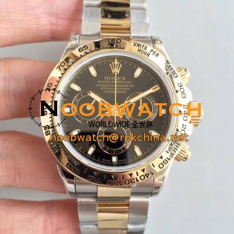 Replica Rolex Daytona Cosmograph 116503 3A 18K Yellow Gold Wrapped & Stainless Steel 904L Black Dial Swiss 7750 Run 6@SEC