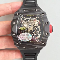 Replica Richard Mille RM35-02 Rafael Nadal KV Forged Carbon Black Skeleton Dial M8215