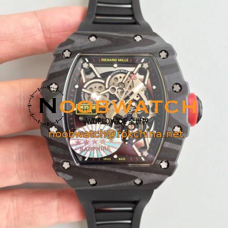 Replica Richard Mille RM35-02 Rafael Nadal KV Forged Carbon Black Skeleton Dial M8215