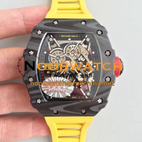 Replica Richard Mille RM35-02 Rafael Nadal KV Forged Carbon Black Skeleton Dial M8215