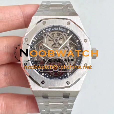 Replica Audemars Piguet Royal Oak Tourbillon Extra-Plate Squelette 26518 JF Stainless Steel Black Skeleton Dial Swiss 2924