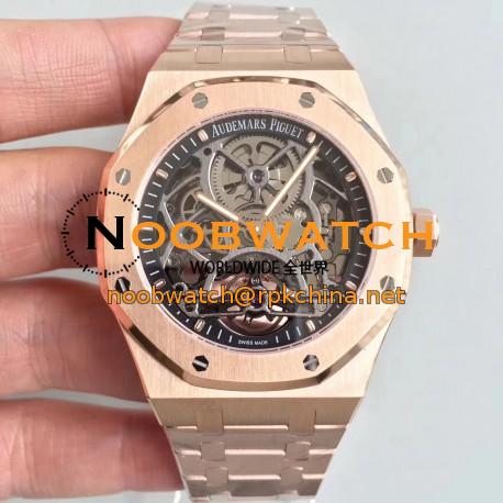 Replica Audemars Piguet Royal Oak Tourbillon Extra-Plate Squelette 26518 JF Rose Gold Black Skeleton Dial Swiss 2924