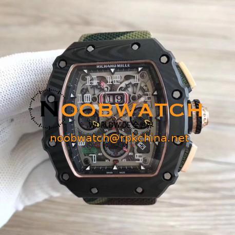 Replica Richard Mille RM011-03 Flyback Chronograph KL Forged Carbon Black Skeleton Dial Swiss 7750