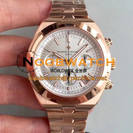 Replica Vacheron Constantin Overseas Chronograph 5500V/000R-B074 JF Rose Gold Silver Dial Swiss 7750