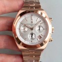 Replica Vacheron Constantin Overseas Chronograph 5500V/000R-B074 JF Rose Gold Silver Dial Swiss 7750