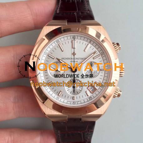 Replica Vacheron Constantin Overseas Chronograph 5500V/000R-B074 JF Rose Gold Silver Dial Swiss 7750