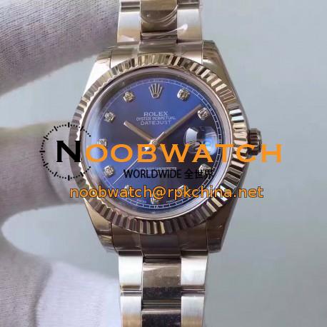 Replica Rolex Datejust II 116334 2018 41MM EW Stainless Steel Blue Dial Swiss 3136