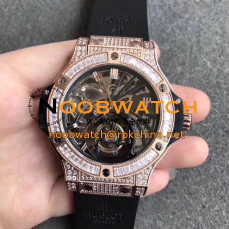 Replica Hublot Big Bang Tourbillon N Rose Gold & Diamond Skeleton Dial Swiss Tourbillon