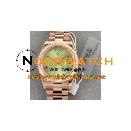 Replica Rolex Day-Date 40 228235 40MM HK Rose Gold Green Dial Swiss 3255