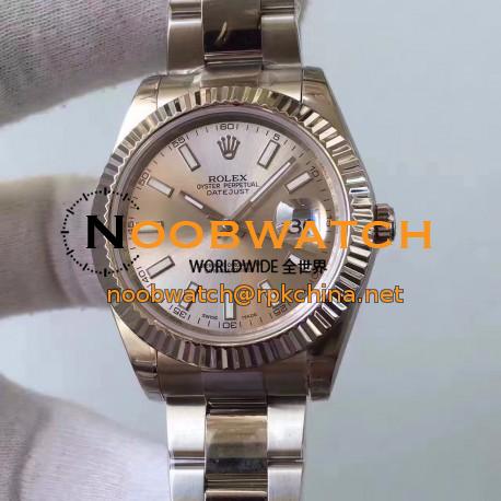 Replica Rolex Datejust II 116334 2018 41MM EW Stainless Steel Rhodium Dial Swiss 3136