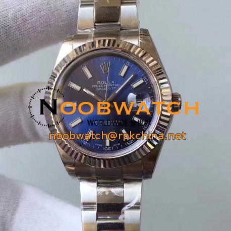 Replica Rolex Datejust II 116334 2018 41MM EW Stainless Steel Blue Dial Swiss 3136