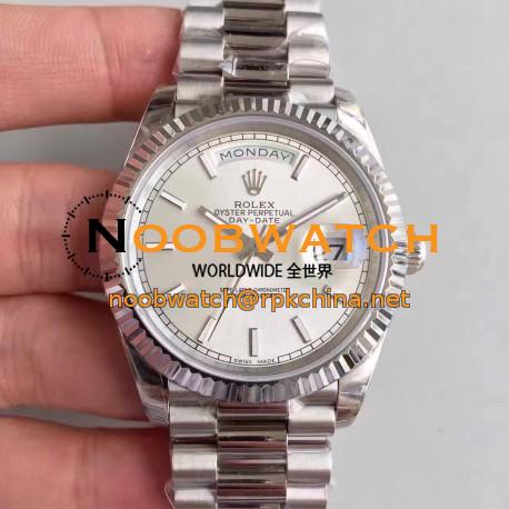 Replica Rolex Day-Date 40 228239 2018 EW Stainless Steel Rhodium Dial Swiss 3255