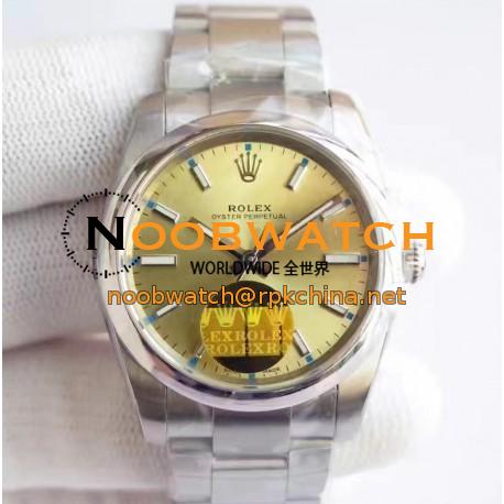 Replica Rolex Oyster Perpetual 39 114300 2018 UB Stainless Steel Champagne Dial Swiss 2836-2