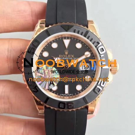 Replica Rolex Yacht-Master 40 116655 2018 JF Rose Gold Black Dial Swiss 3135