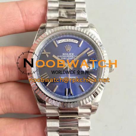 Replica Rolex Day-Date 40 228239 2018 EW Stainless Steel Blue Dial Swiss 3255