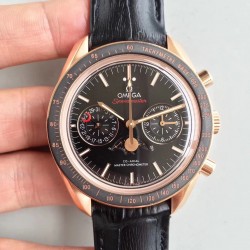 Replica Omega Speedmaster Moonwatch Moonphase Chronograph 304.63.44.52.01.001 BF Rose Gold Black Dial Swiss 9301