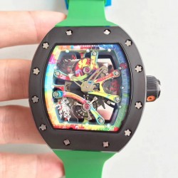 Replica Richard Mille RM068-01 Tourbillon Kongo KV Ceramic Multicolored Skeleton Dial M8215