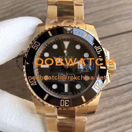 Replica Rolex Submariner Date 116618LN VR 18K Yellow Gold Wrapped Black Dial Swiss 2836-2