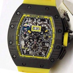 Replica Richard Mille RM011-FM F Massa Brazil GP Chronograph Forged Carbon Yellow Dial Swiss 7750