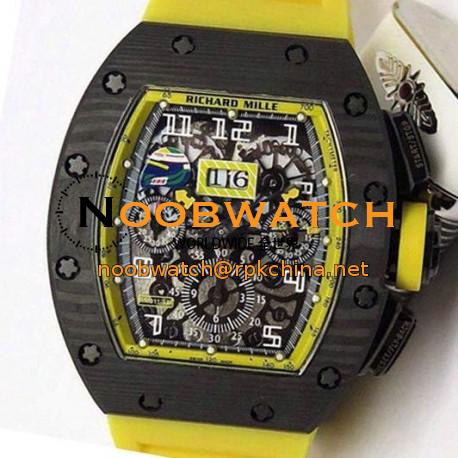 Replica Richard Mille RM011-FM F Massa Brazil GP Chronograph Forged Carbon Yellow Dial Swiss 7750