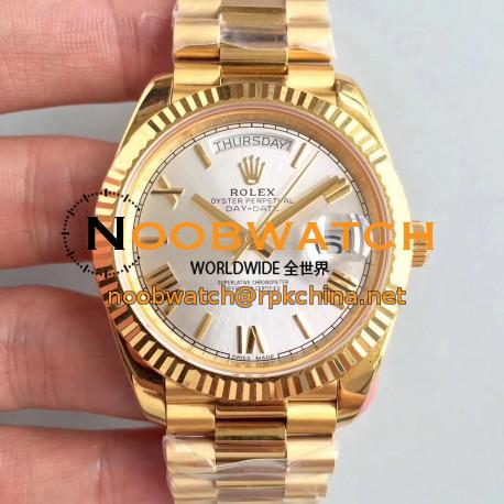 Replica Rolex Day-Date 40 228238 40MM AR Stainless Steel 904L With 18K Yellow Gold Wrapped Rhodium Dial Swiss 3255