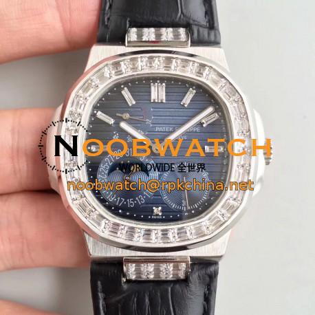 Replica Patek Philippe Nautilus Moonphase 5712G-001 N Stainless Steel & Diamond Blue Dial Swiss 240 PS IRM C LU