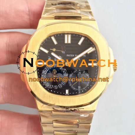 Replica Patek Philippe Nautilus Moonphase 5712R-001 N Yellow Gold Black Dial Swiss 240 PS IRM C LU