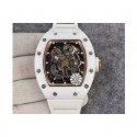 Replica Richard Mille RM55 White Ceramic Rose Gold Skeleton Dial M8215